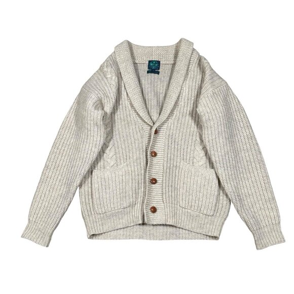 RC For‎ Men Vintage 100% Wool Cableknit Grandpa Cardigan Size M - Picture 1 of 12